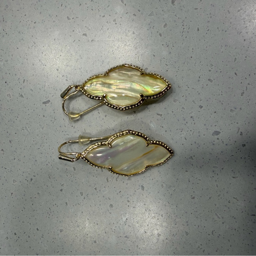 Kendra Scott Gold Frame Mother of Pearl Drop Earrings - Picture 2 of 4